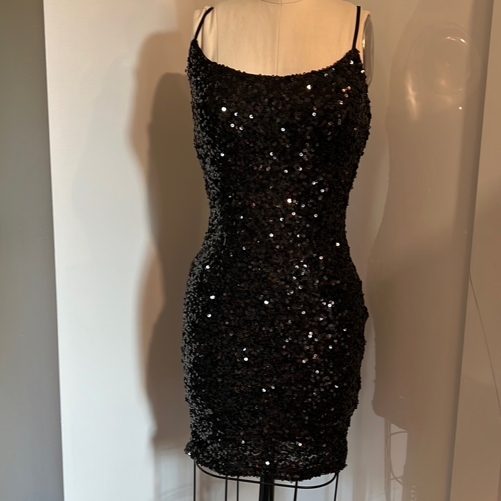 Black sequence dress. Size S